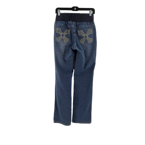 New Recruit Maternity Women's Pull On Stretch Denim Embroidered Jeans Size M - Picture 3 of 11